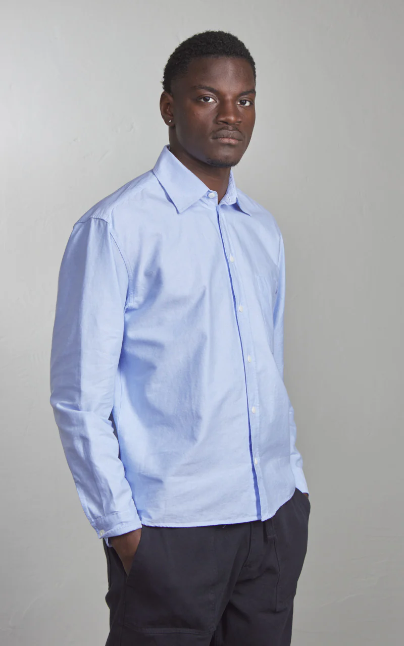 Merz b. Schwanen SHIRT11OX Oxford Shirt Light Blue - Image 2