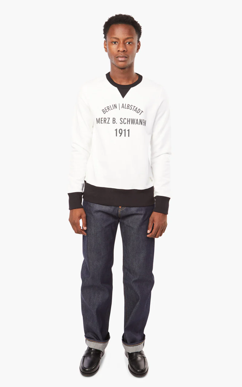 Merz b. Schwanen TR348BA Sweatshirt White/Black - Image 2
