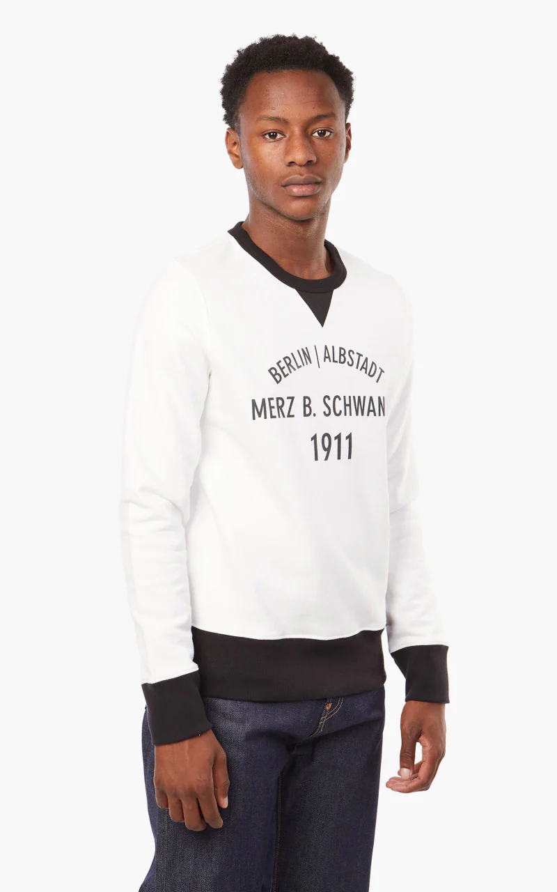 Merz b. Schwanen TR348BA Sweatshirt White/Black - Image 3