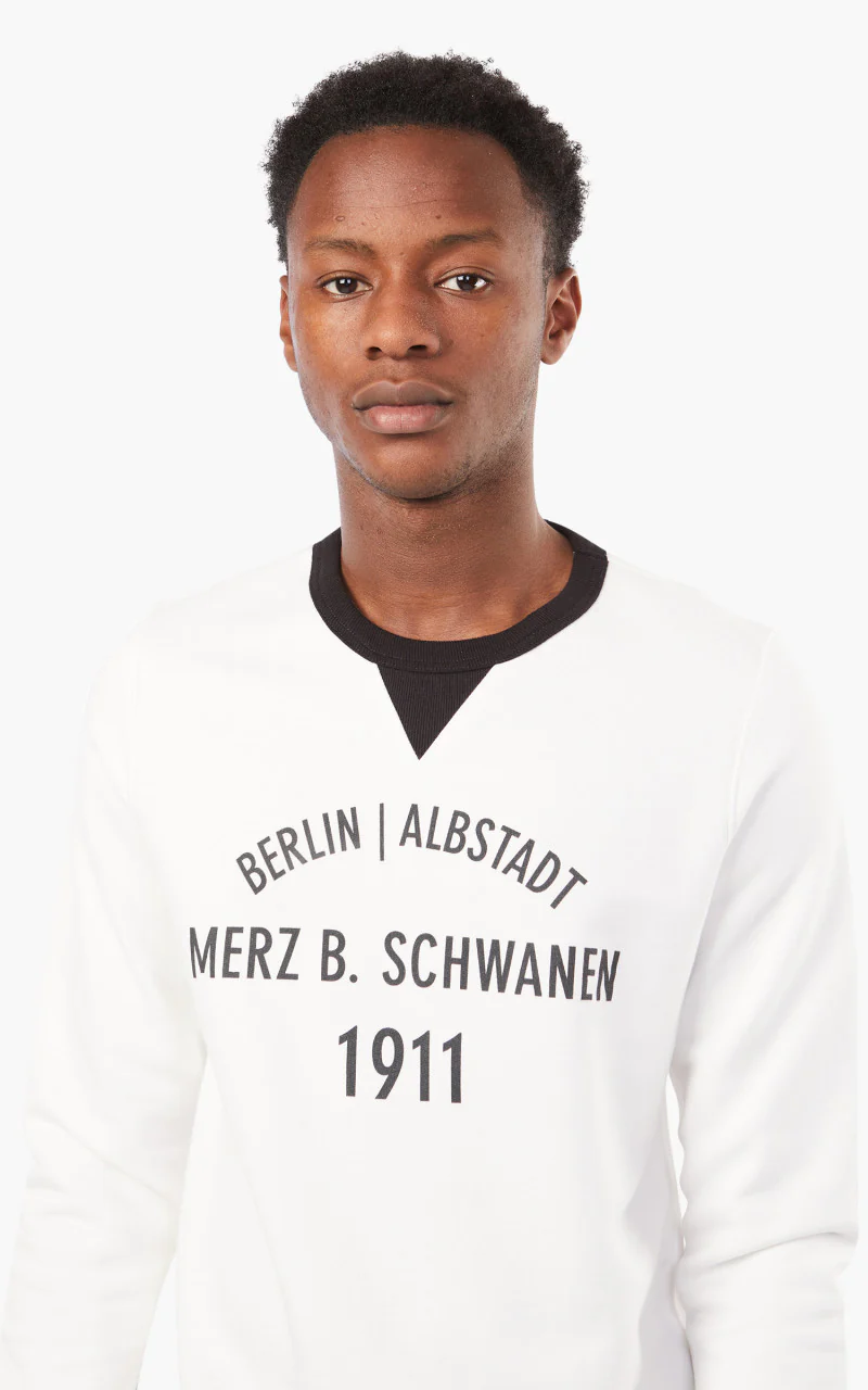 Merz b. Schwanen TR348BA Sweatshirt White/Black - Image 5