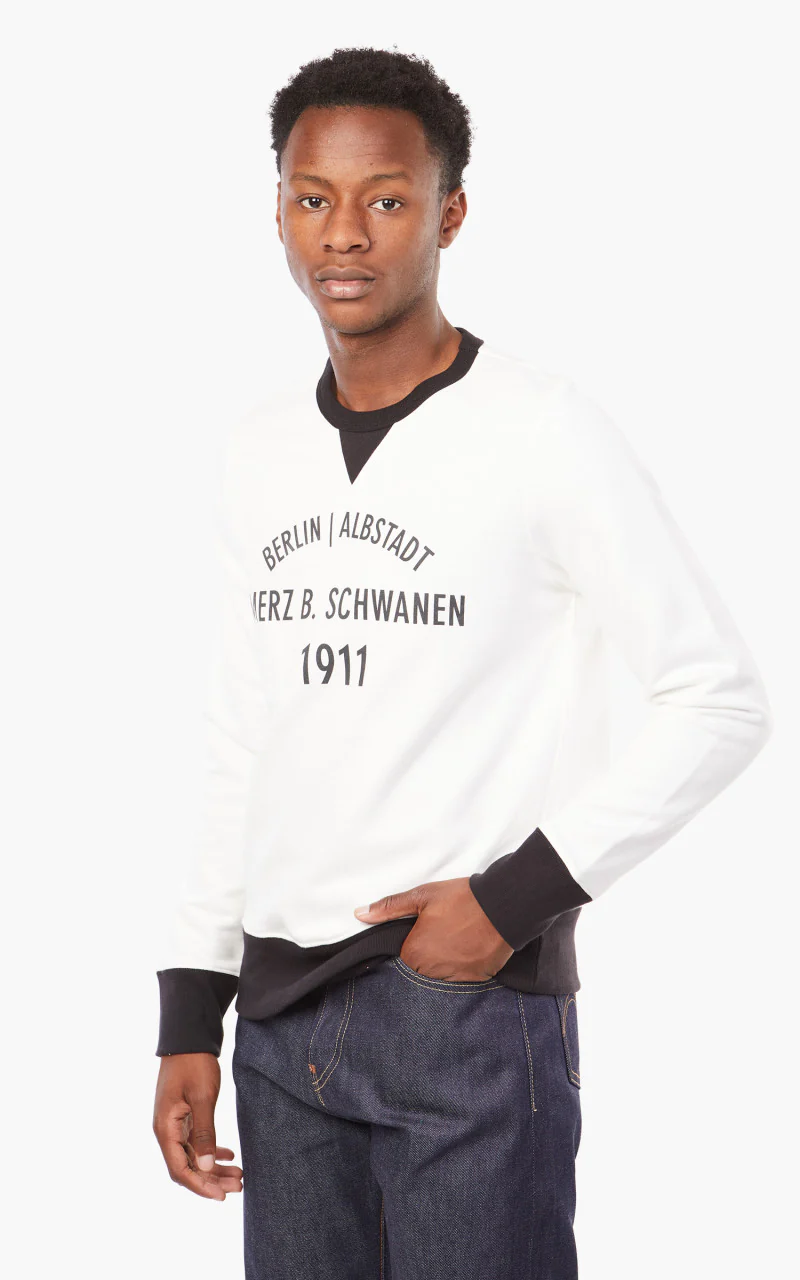 Merz b. Schwanen TR348BA Sweatshirt White/Black - Image 6