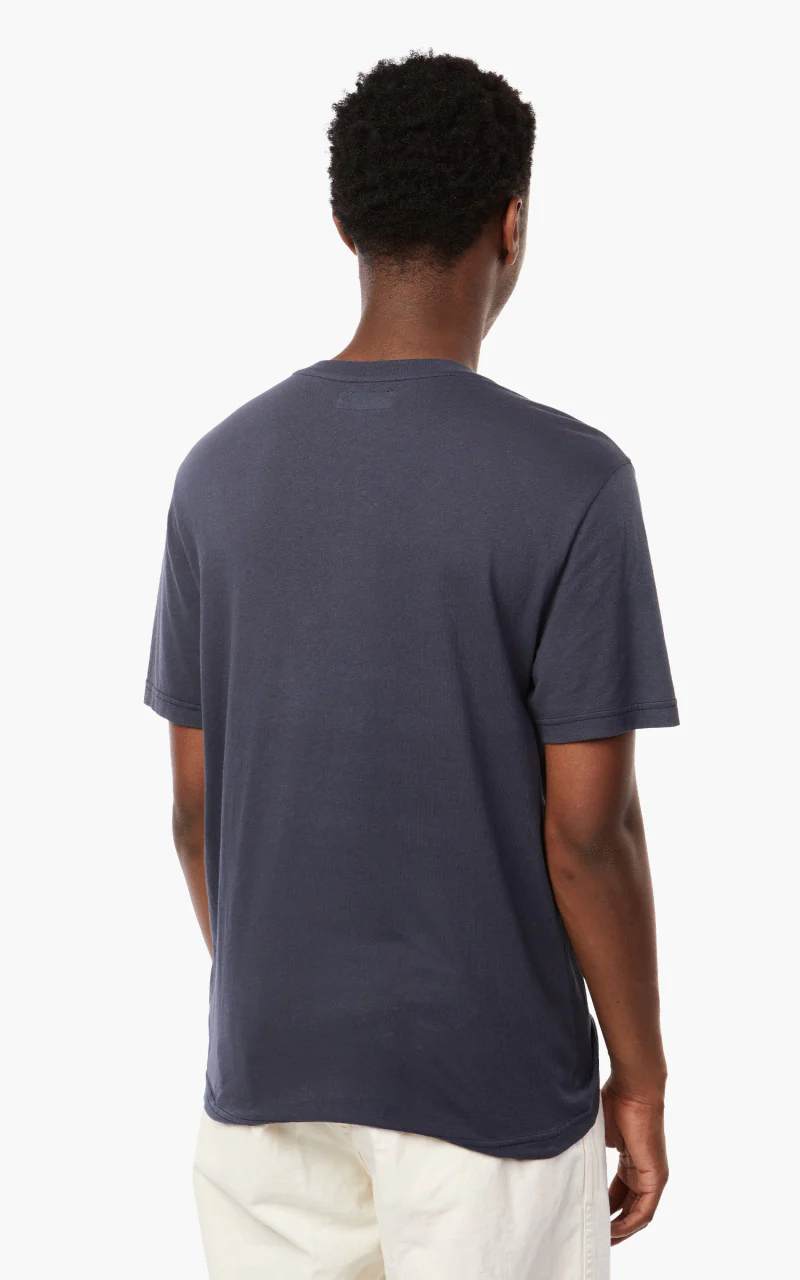 Merz b. Schwanen TRCT40 Crew Neck Print Tee Denim Blue - Image 4