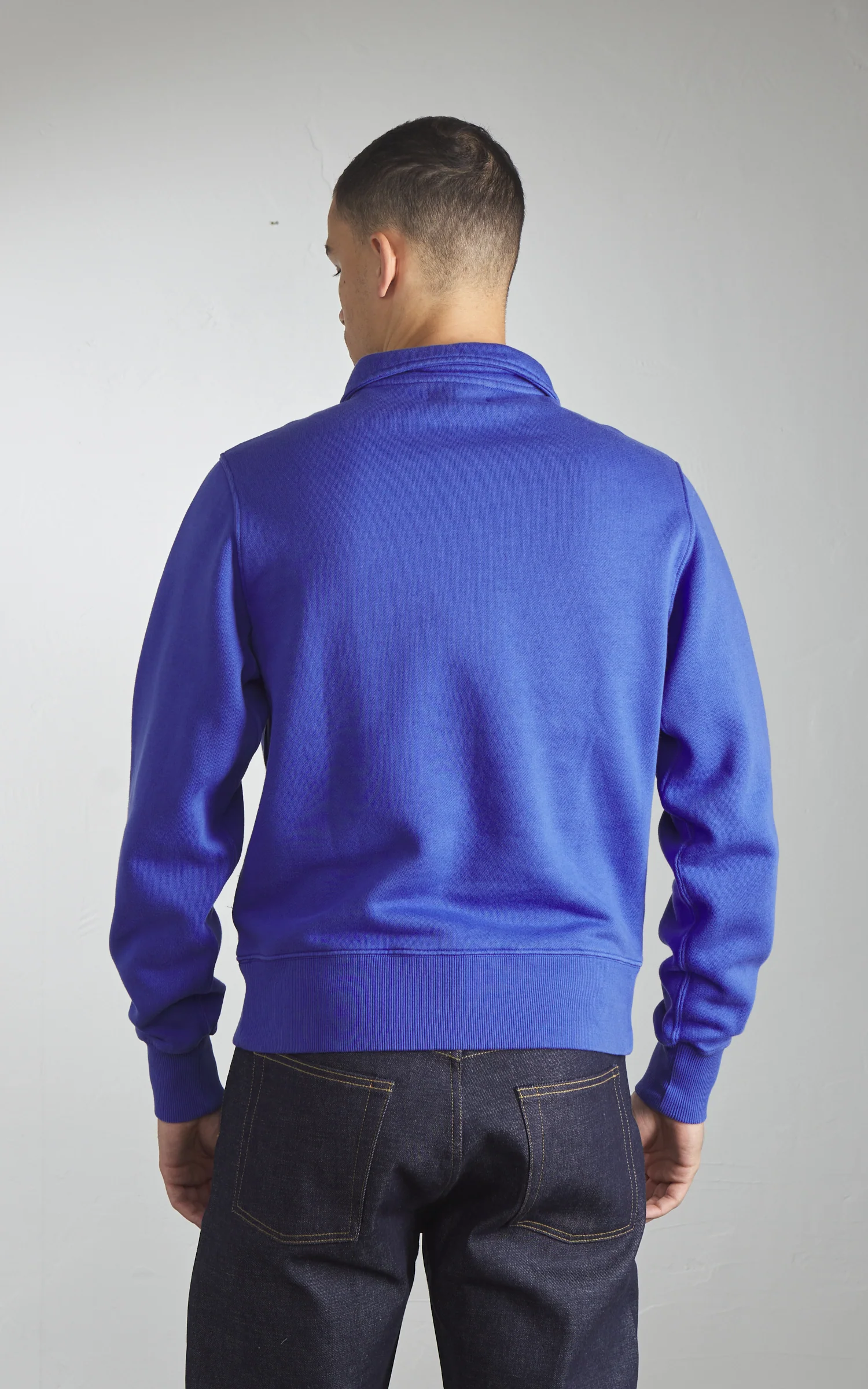 Merz b. Schwanen ZIPC01 Zip Collar Sweatshirt Washed Blue - Image 5