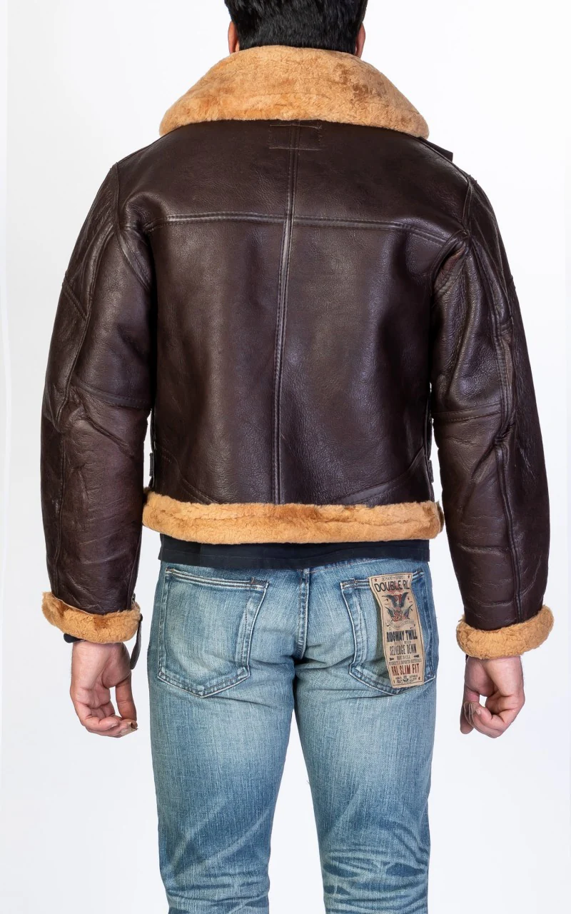 Military Surplus British Bomber Shearling Flight Jacket Brown - Image 5