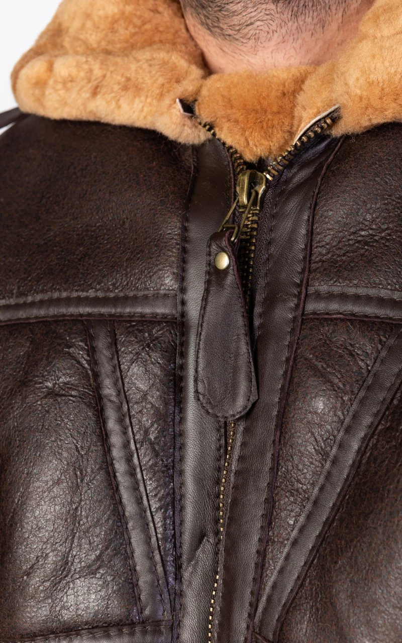 Military Surplus British Bomber Shearling Flight Jacket Brown - Image 8