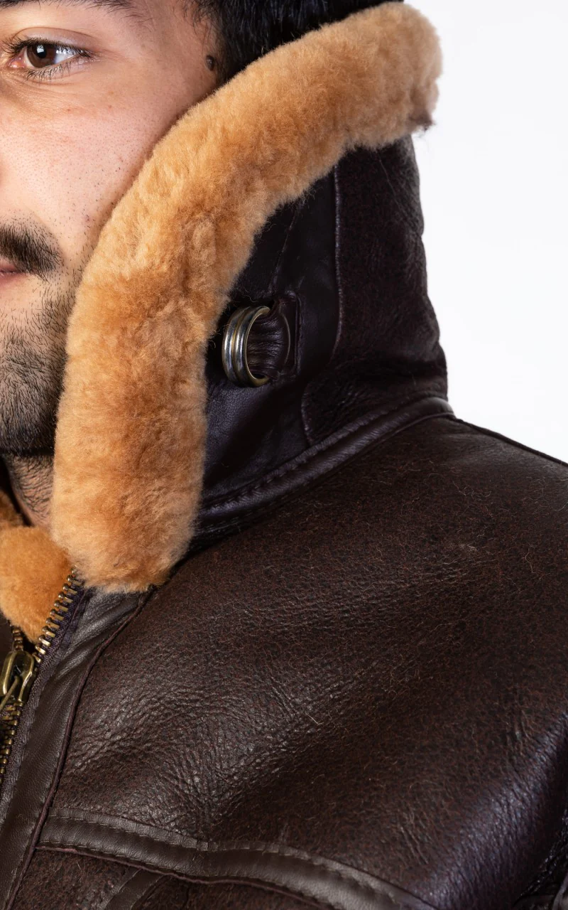 Military Surplus British Bomber Shearling Flight Jacket Brown - Image 9