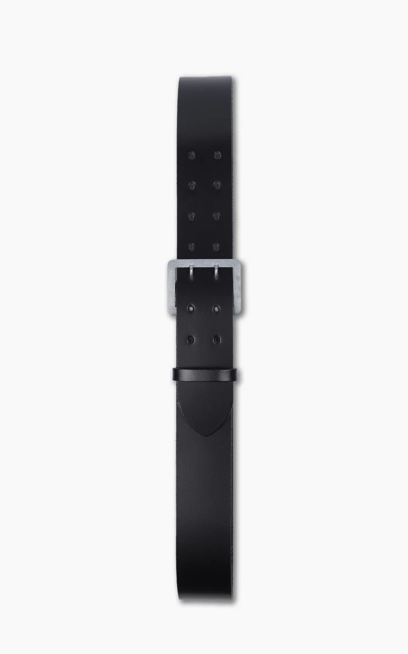Military Surplus Double Prong Leather Belt Black