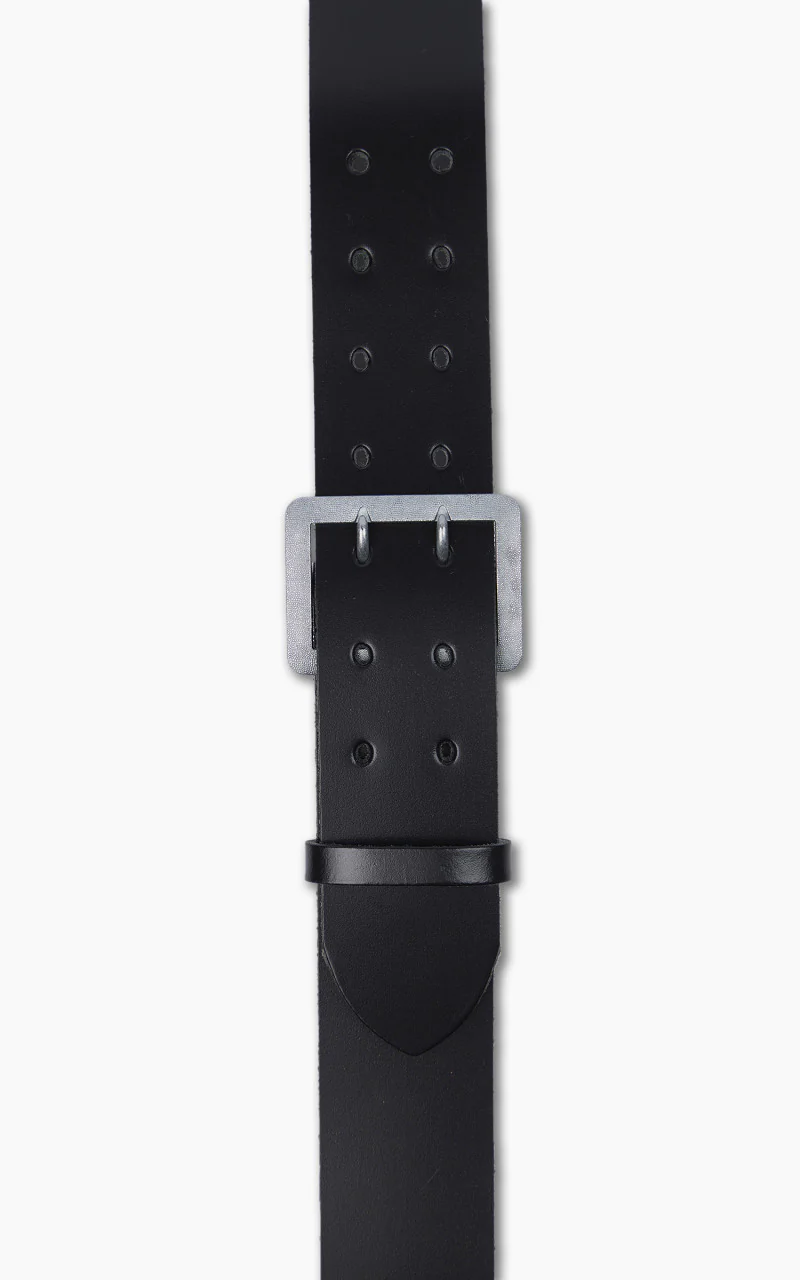Military Surplus Double Prong Leather Belt Black - Image 2