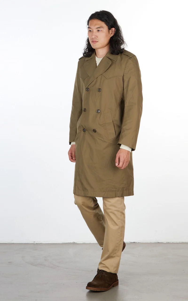 Military Surplus Italian Trench Coat Olive - Image 3