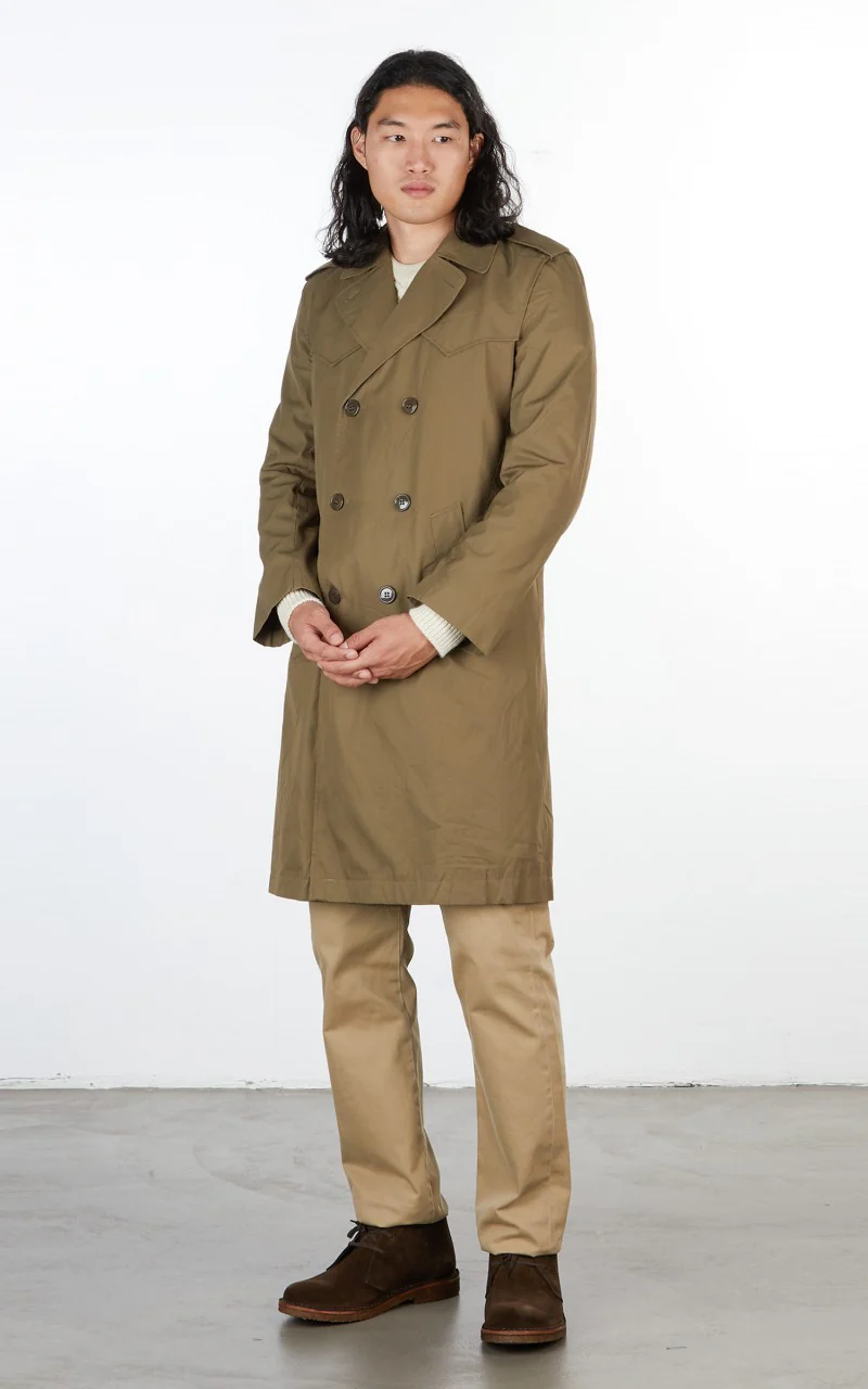 Military Surplus Italian Trench Coat Olive - Image 4