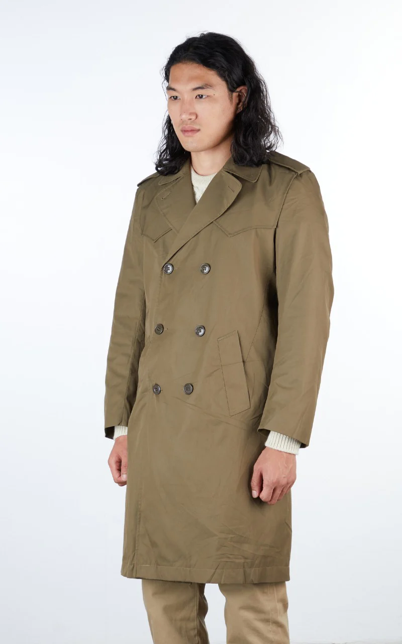Military Surplus Italian Trench Coat Olive - Image 5