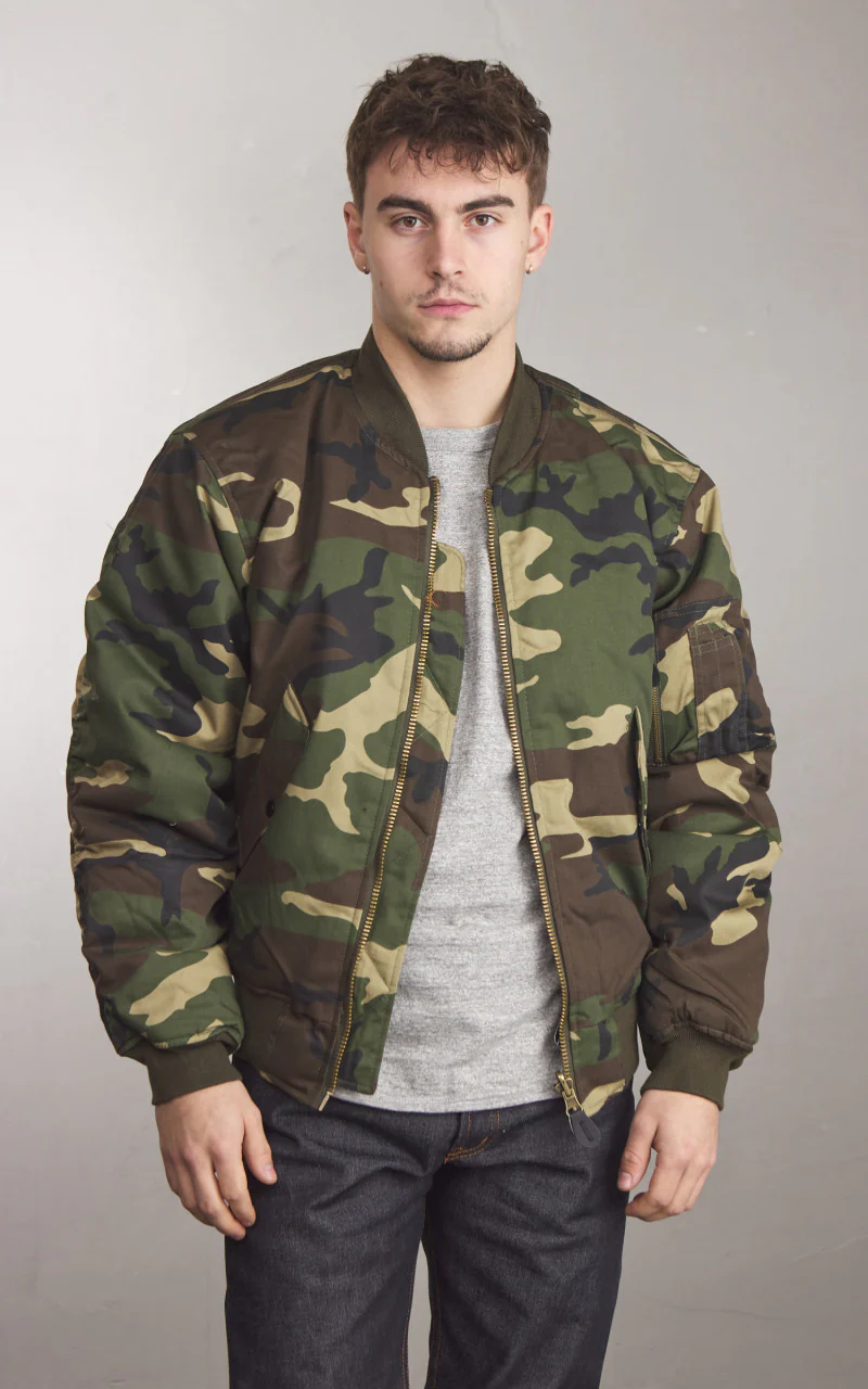 Military Surplus MA-1 US Flight Jacket Woodland Camo - Image 2