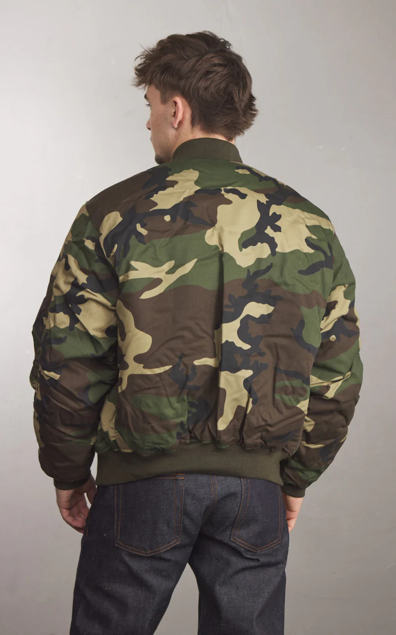 Military Surplus MA-1 US Flight Jacket Woodland Camo - Image 5