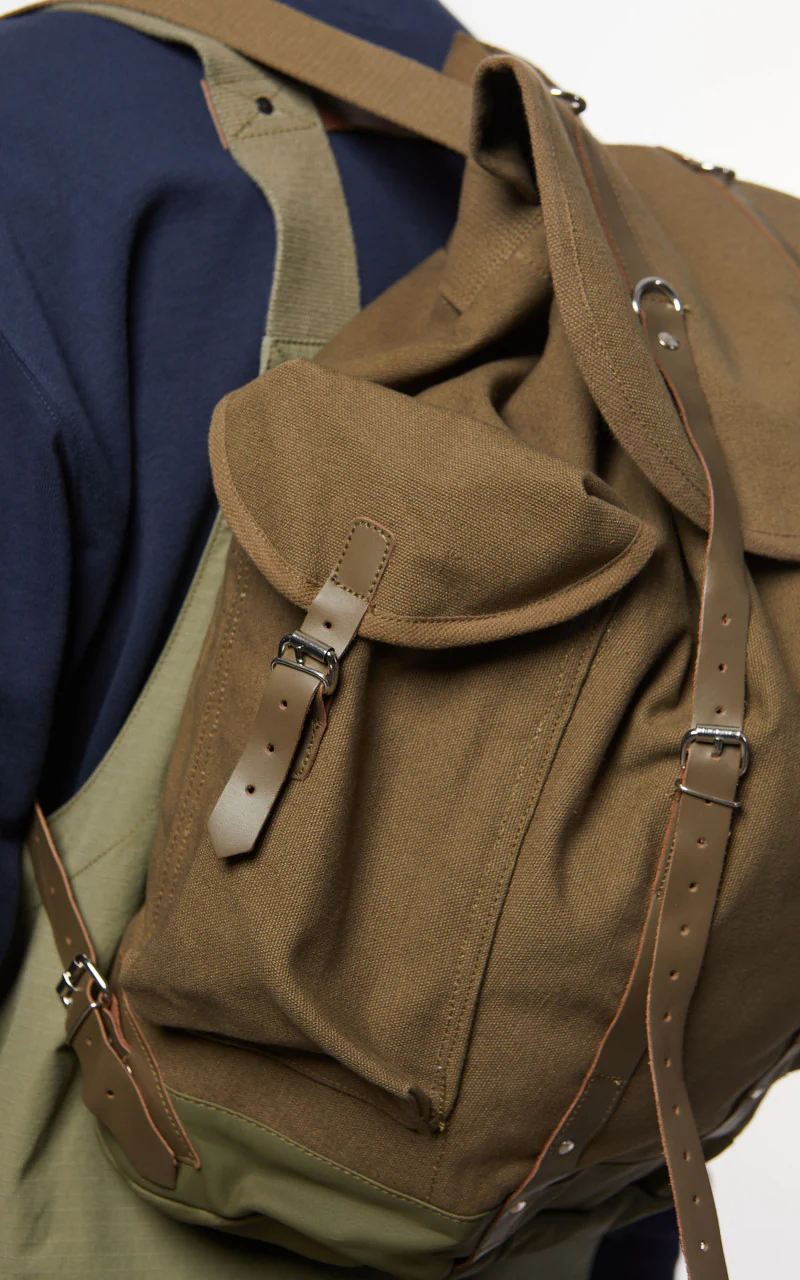 Military Surplus Military Mountain Backpack Canvas/Leather Olive - Image 5