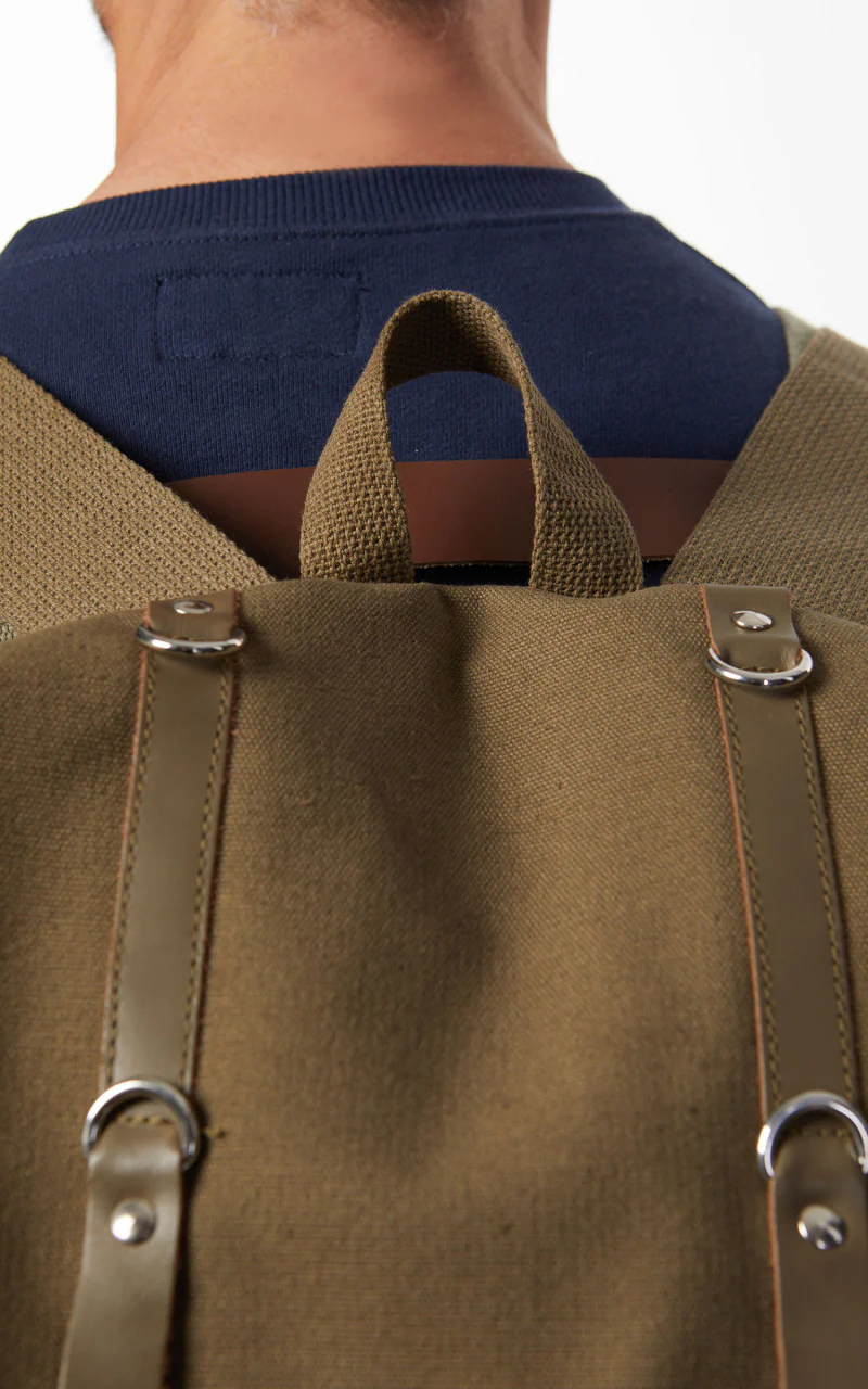 Military Surplus Military Mountain Backpack Canvas/Leather Olive - Image 6