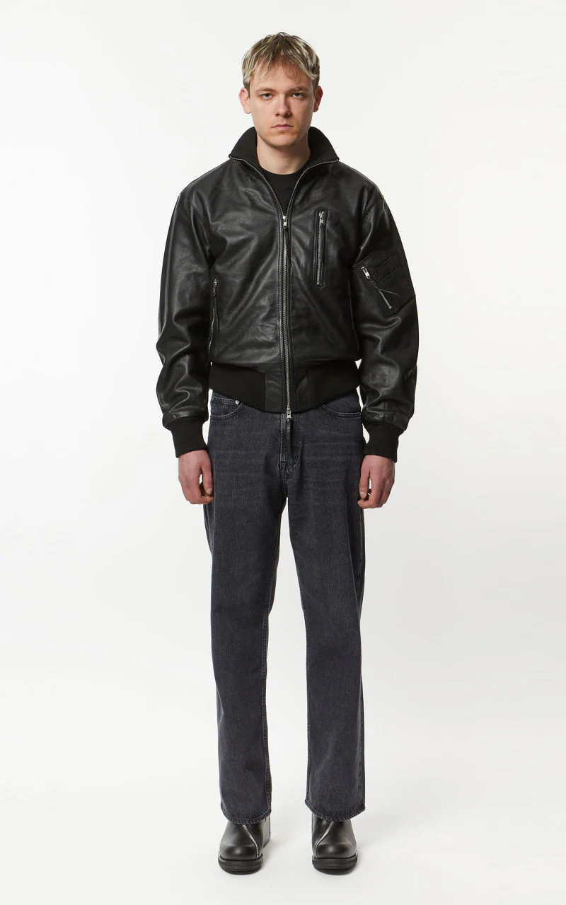 Military Surplus Pilot Flight Leather Jacket Black - Image 2