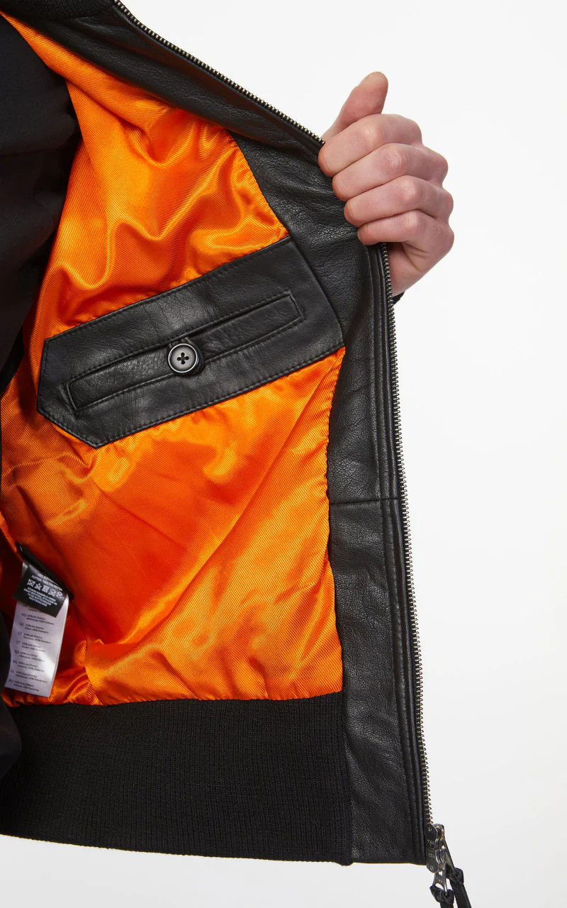 Military Surplus Pilot Flight Leather Jacket Black - Image 3