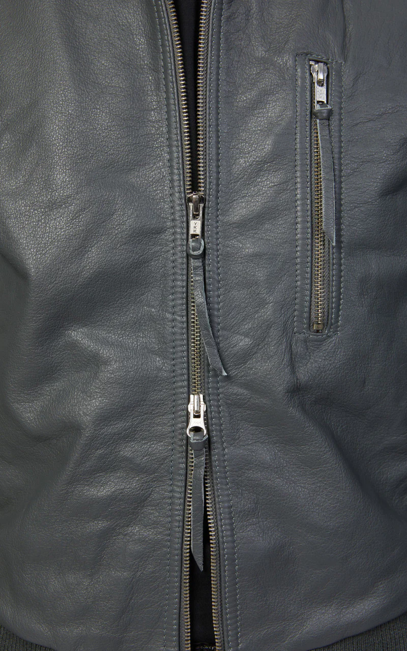 Military Surplus Pilot Flight Leather Jacket Dark Grey - Image 12