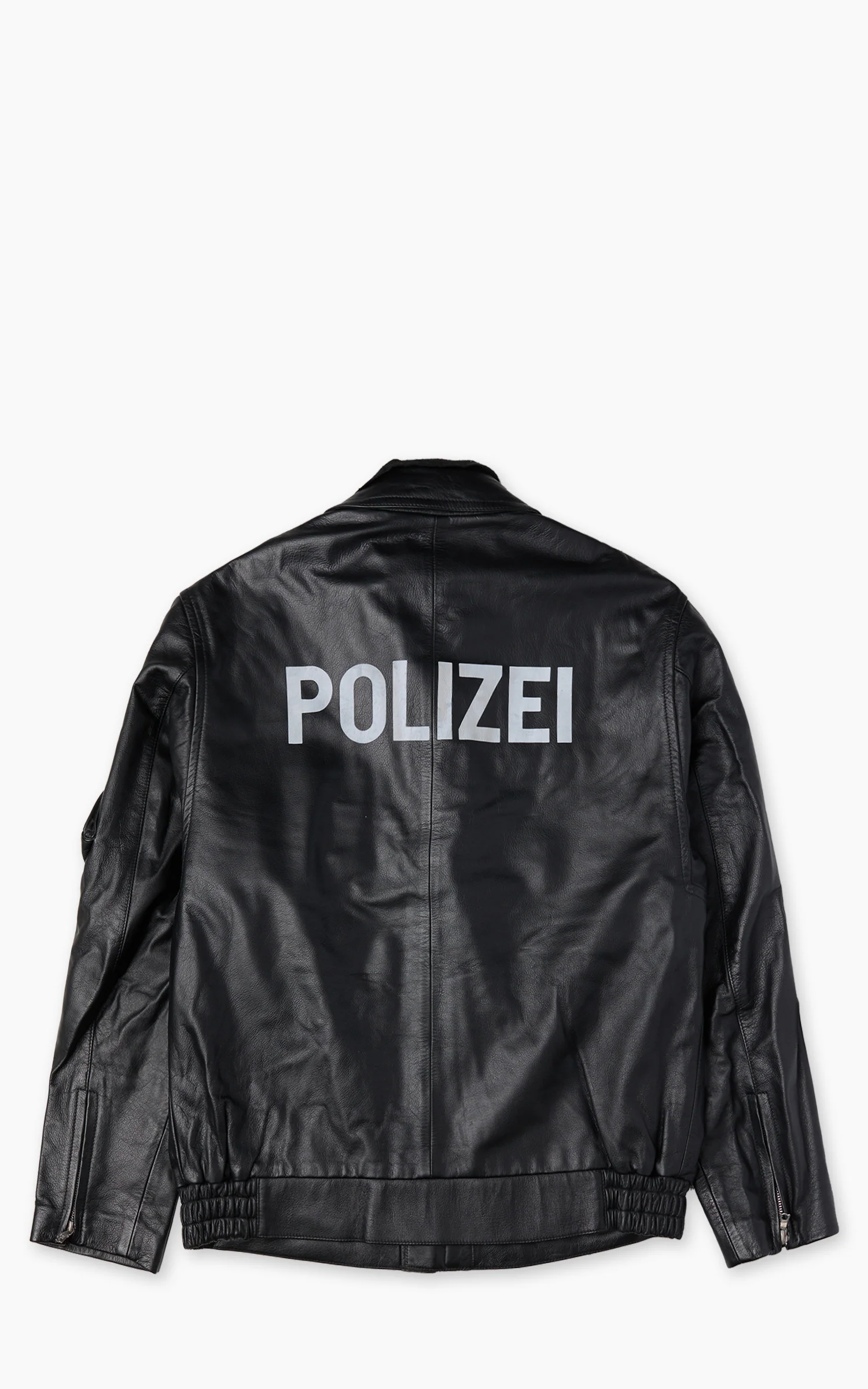 Military Surplus Polizei Leather Jacket Black - Image 5