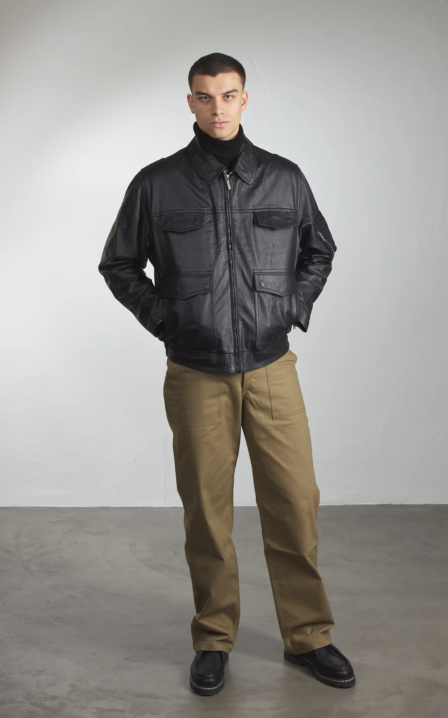 Military Surplus Polizei Leather Jacket Black - Image 8
