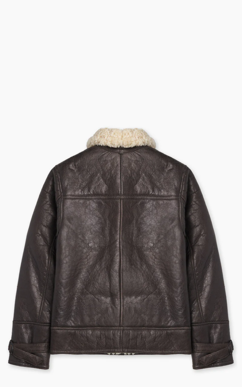Military Surplus US Navy Shearling Bomber Leather Jacket Brown - Image 2