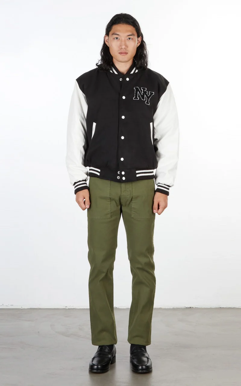 Military Surplus Varsity Jacket Black/White - Image 2