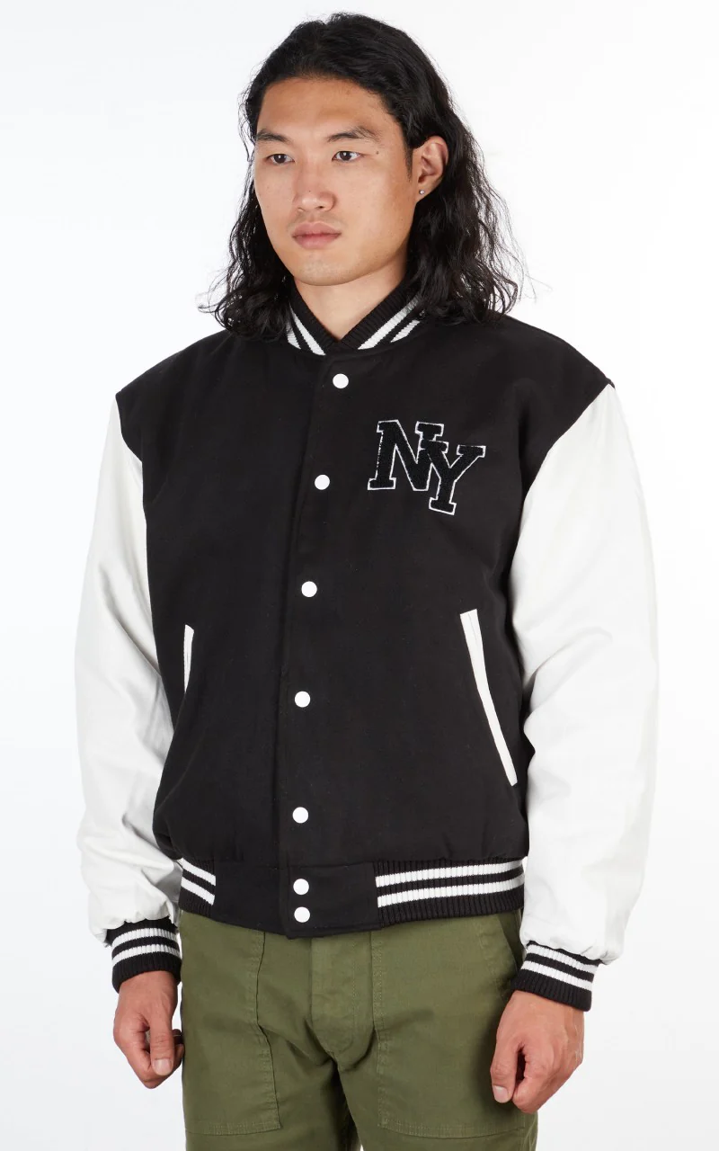 Military Surplus Varsity Jacket Black/White - Image 5
