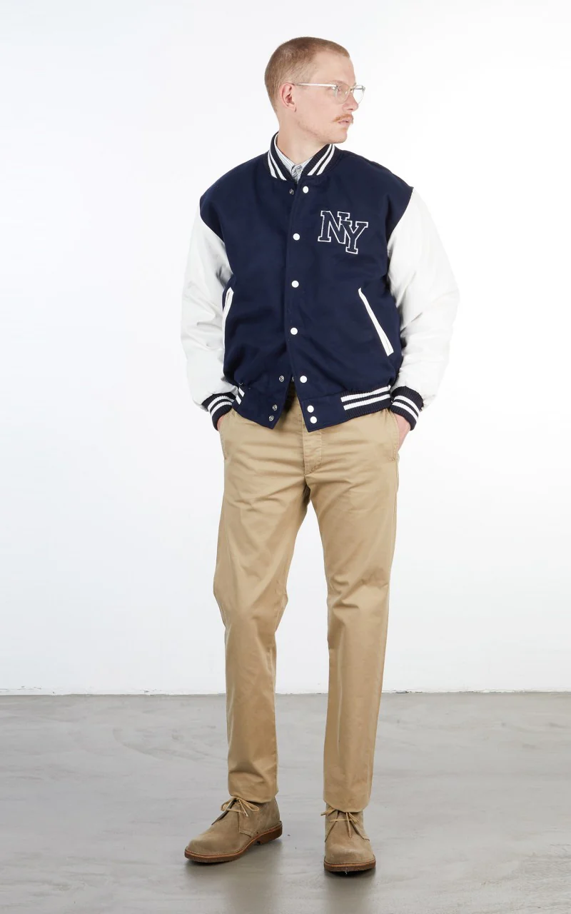 Military Surplus Varsity Jacket Navy/White - Image 2