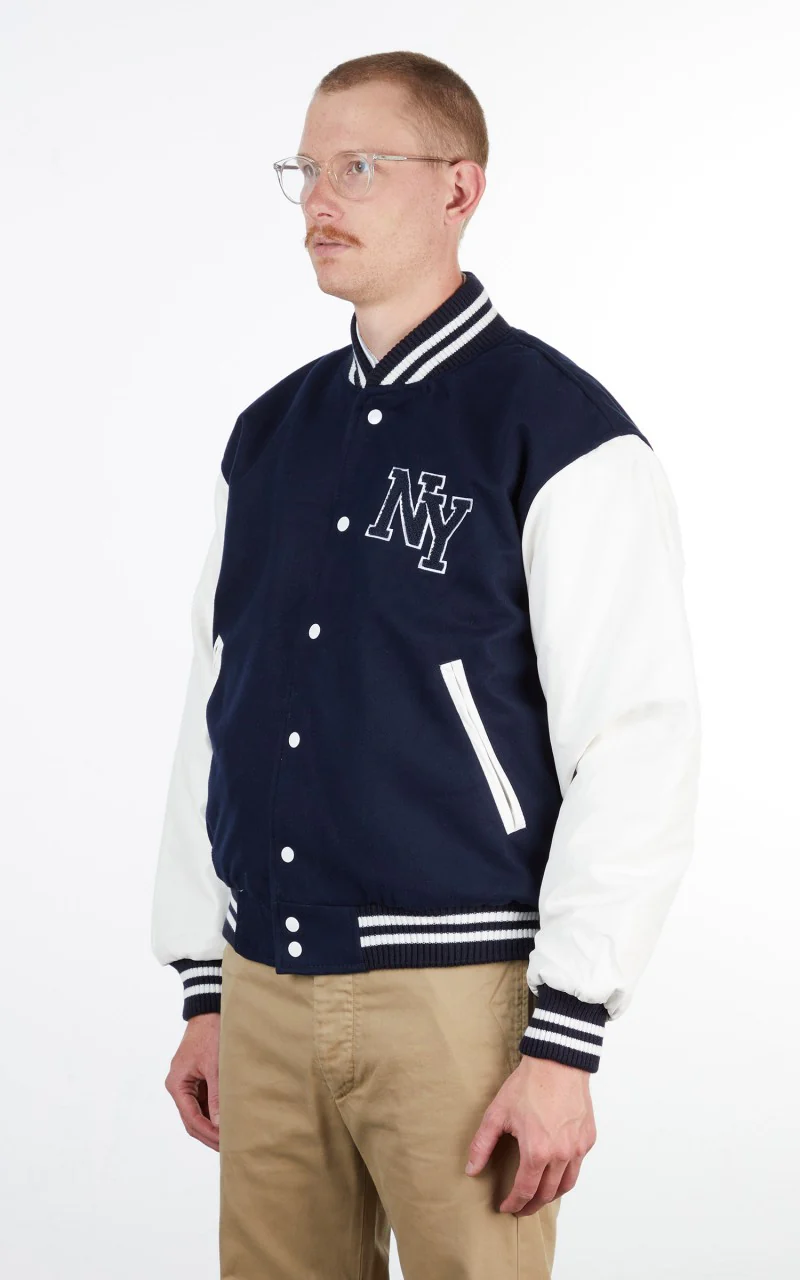 Military Surplus Varsity Jacket Navy/White - Image 5