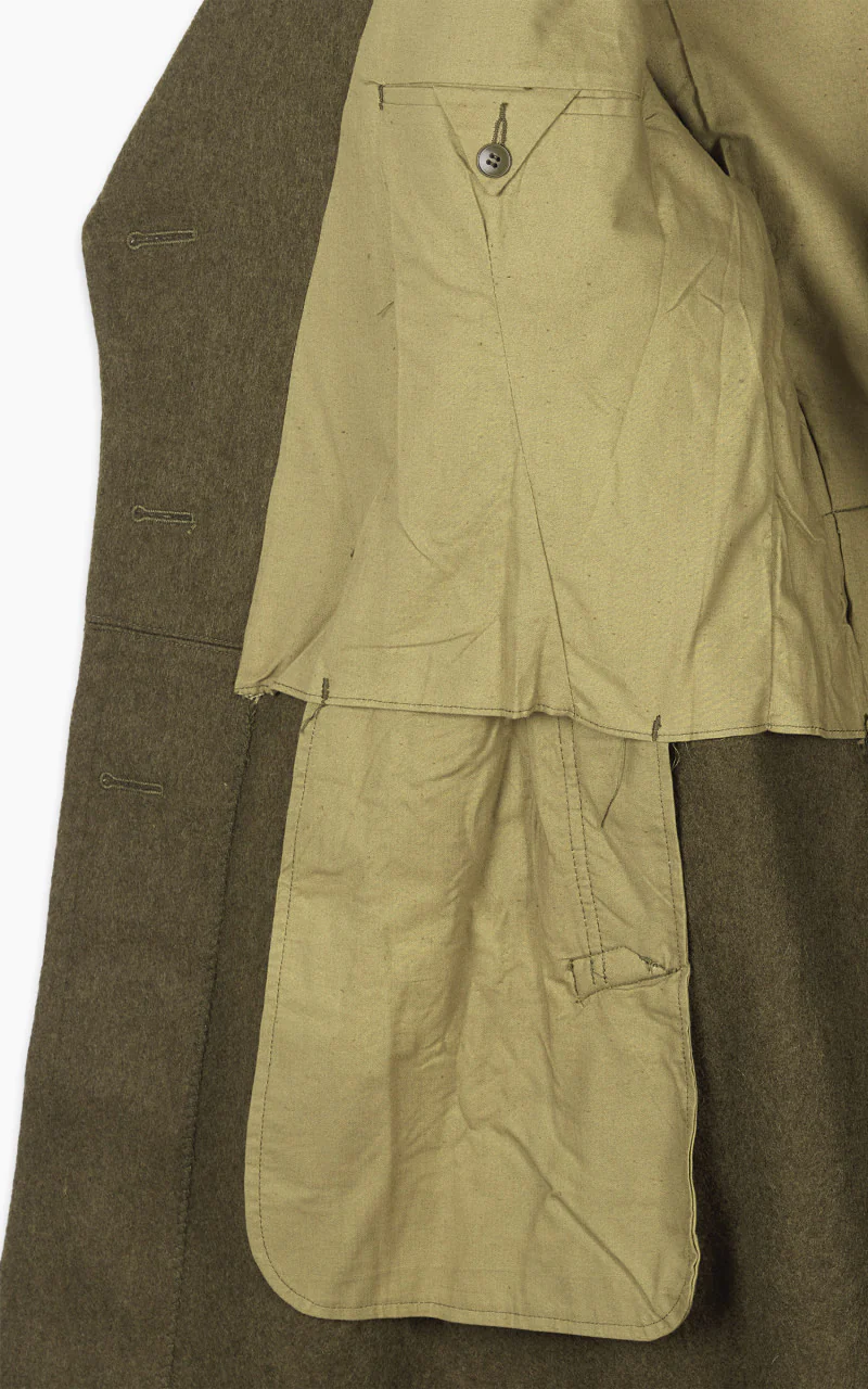 Military Surplus Vintage French Wool Trench Coat Olive - Image 2