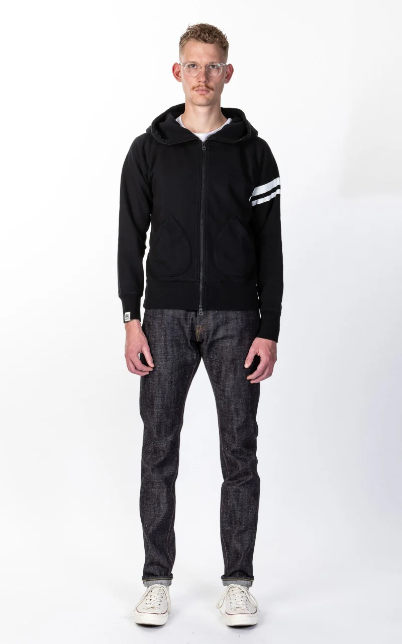 Momotaro Jeans 07-044 Heavyweight Hoodie Black GTB - Image 2