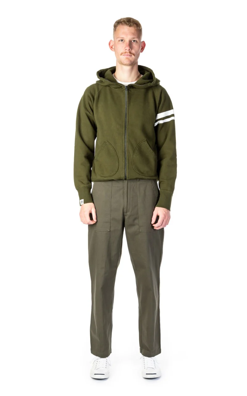 Momotaro Jeans 07-044 Heavyweight Hoodie Olive Drab GTB - Image 2