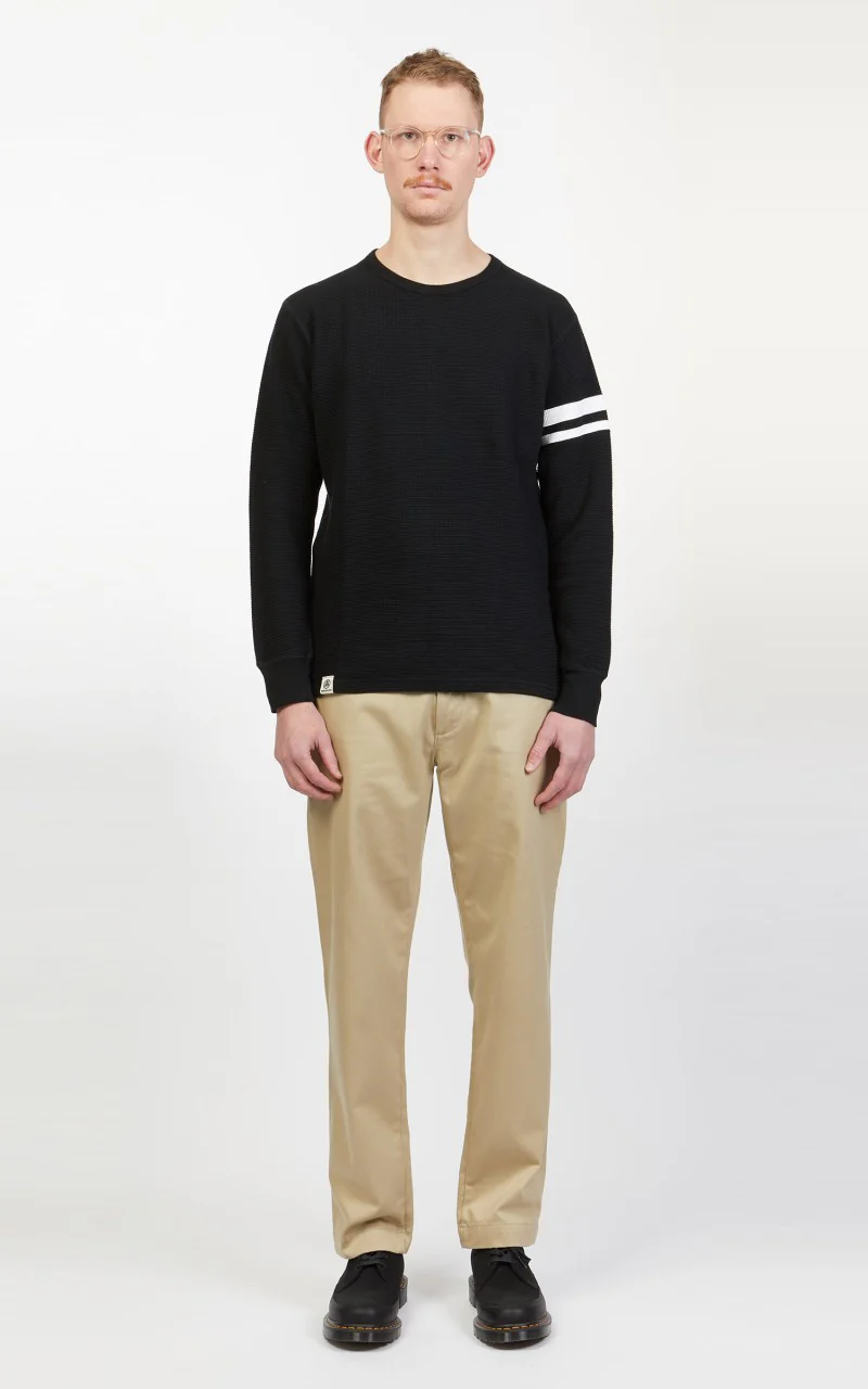 Momotaro Jeans 07-079 Thermal T-Shirt Longsleeve Black - Image 2