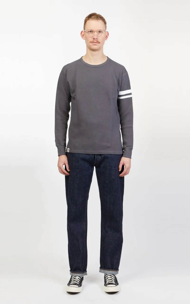 Momotaro Jeans 07-079 Thermal T-Shirt Longsleeve Grey - Image 2
