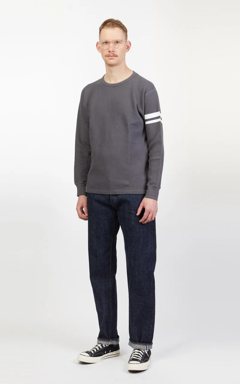 Momotaro Jeans 07-079 Thermal T-Shirt Longsleeve Grey - Image 3