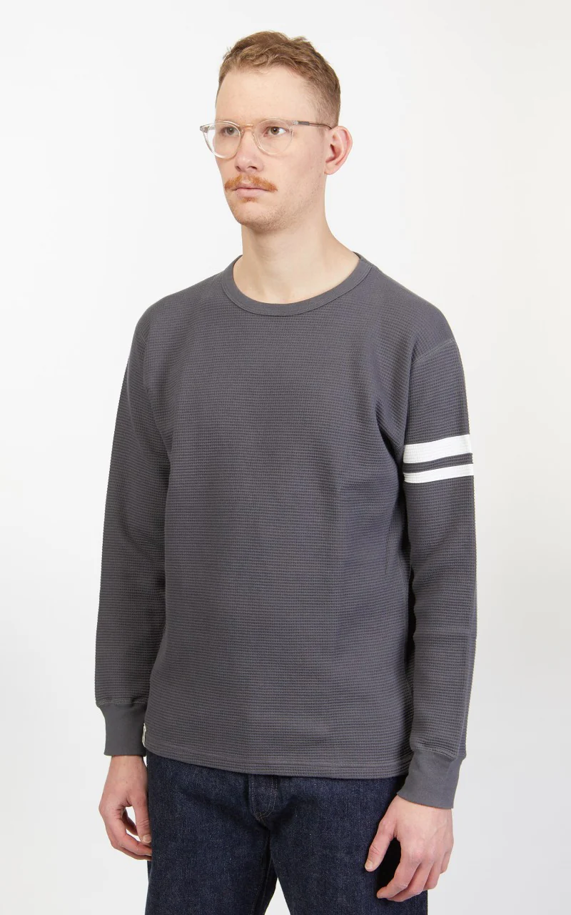 Momotaro Jeans 07-079 Thermal T-Shirt Longsleeve Grey - Image 4