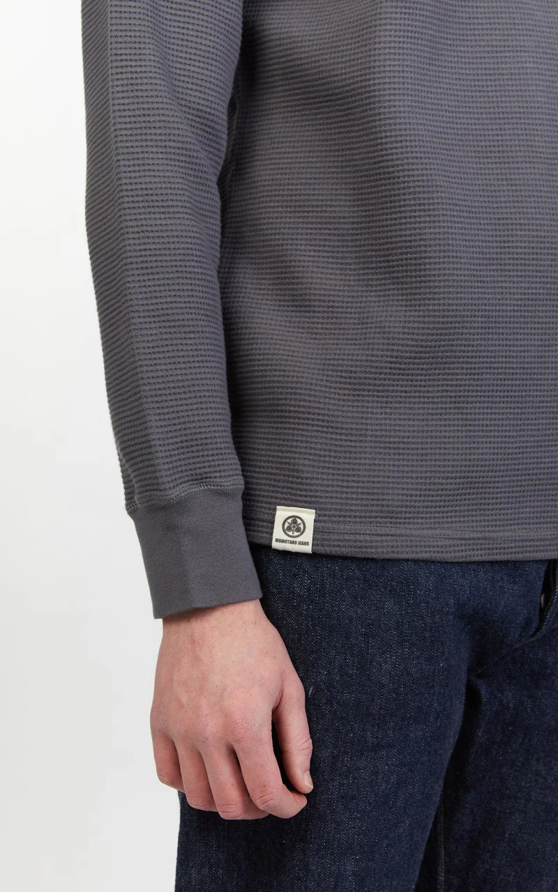 Momotaro Jeans 07-079 Thermal T-Shirt Longsleeve Grey - Image 7