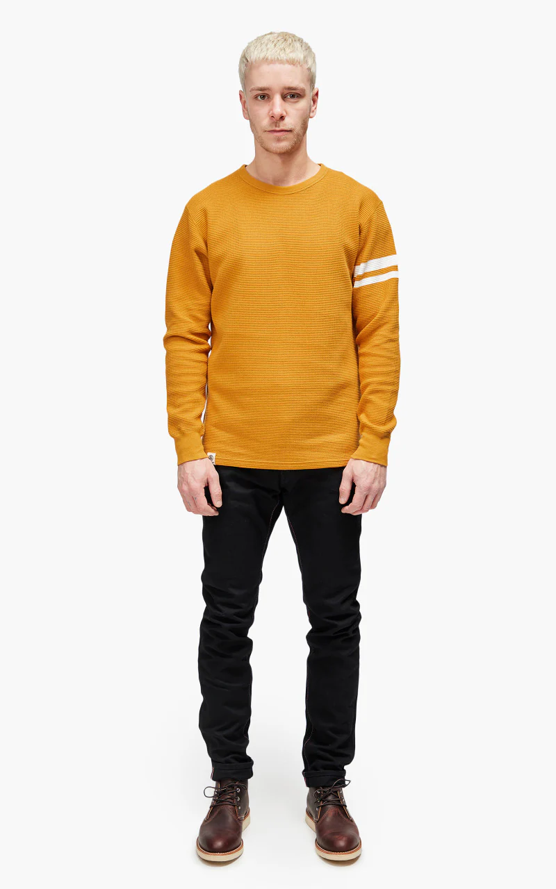 Momotaro Jeans 07-079 Thermal T-Shirt Longsleeve Mustard - Image 2