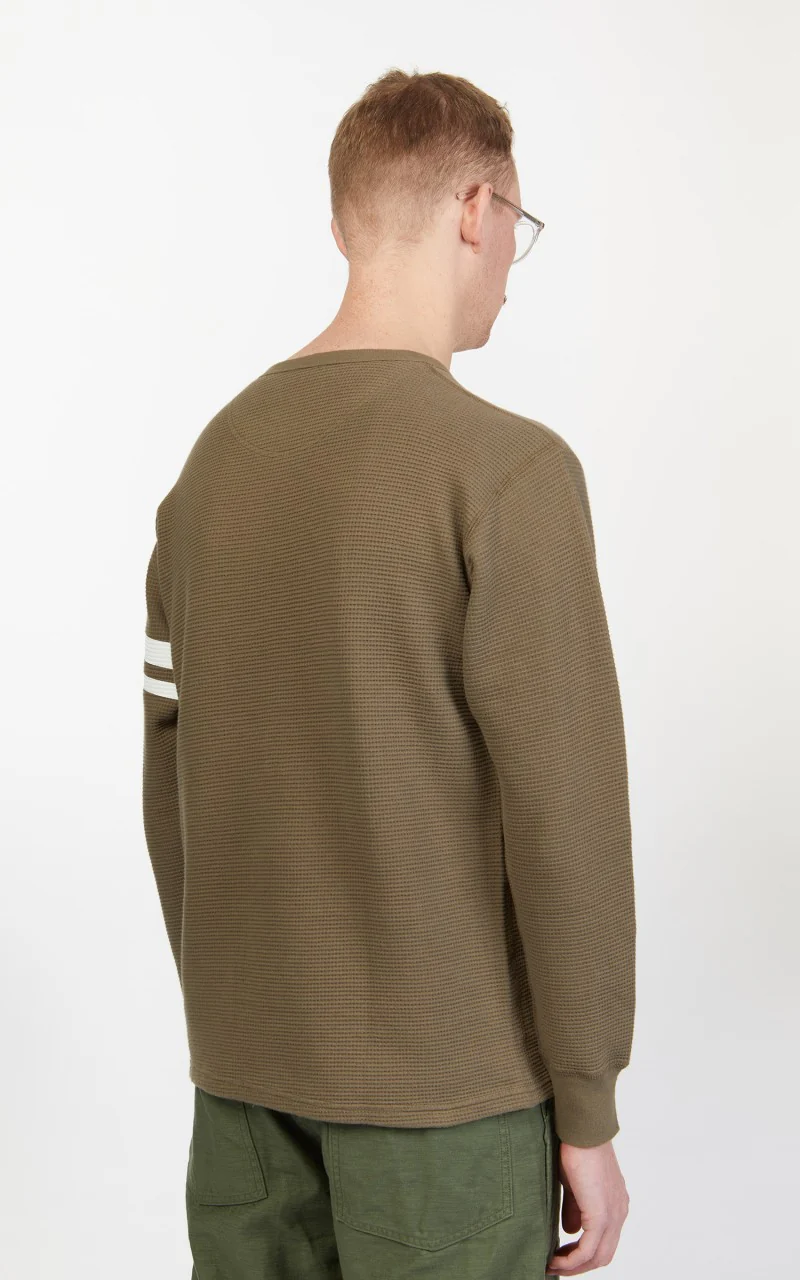 Momotaro Jeans 07-079 Thermal T-Shirt Longsleeve Olive Drab - Image 6