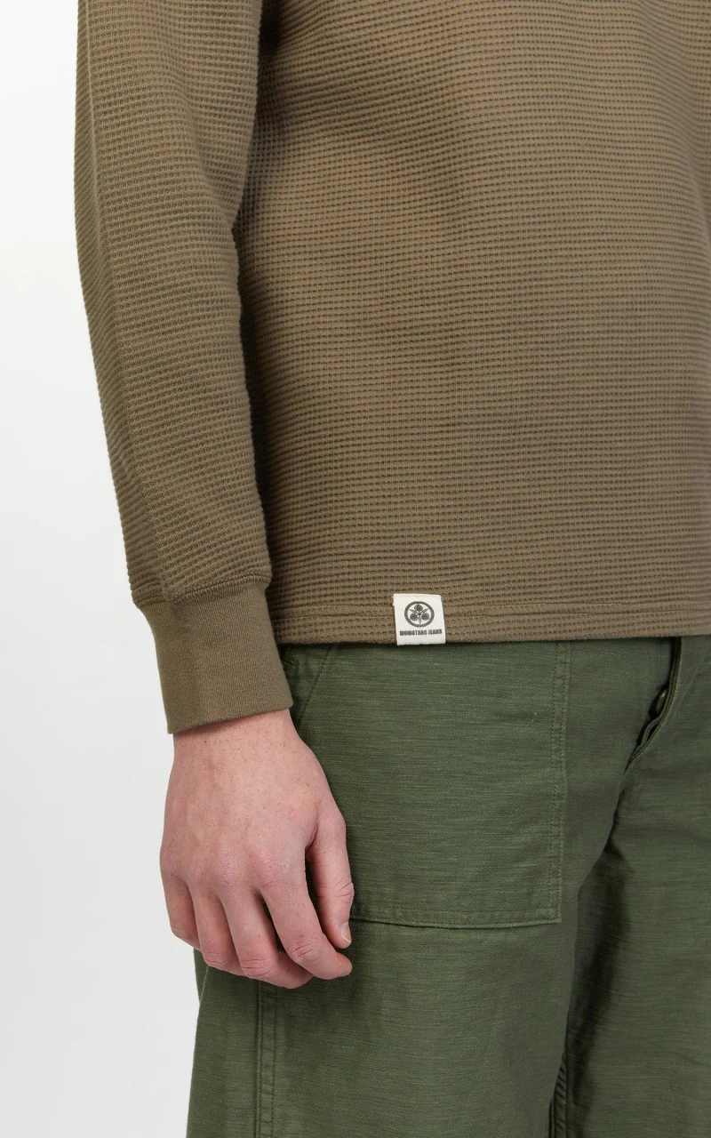 Momotaro Jeans 07-079 Thermal T-Shirt Longsleeve Olive Drab - Image 7