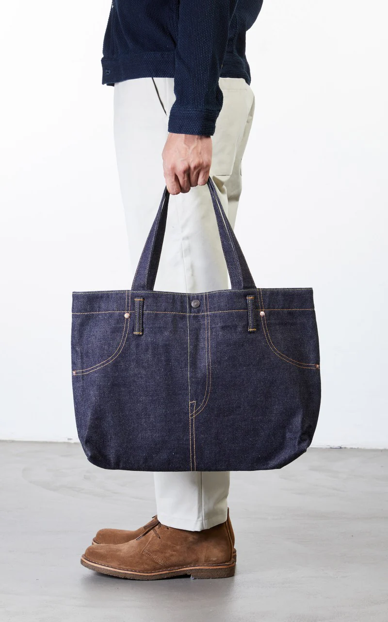 Momotaro Jeans B-11-S Denim Tote Bag Indigo - Image 4