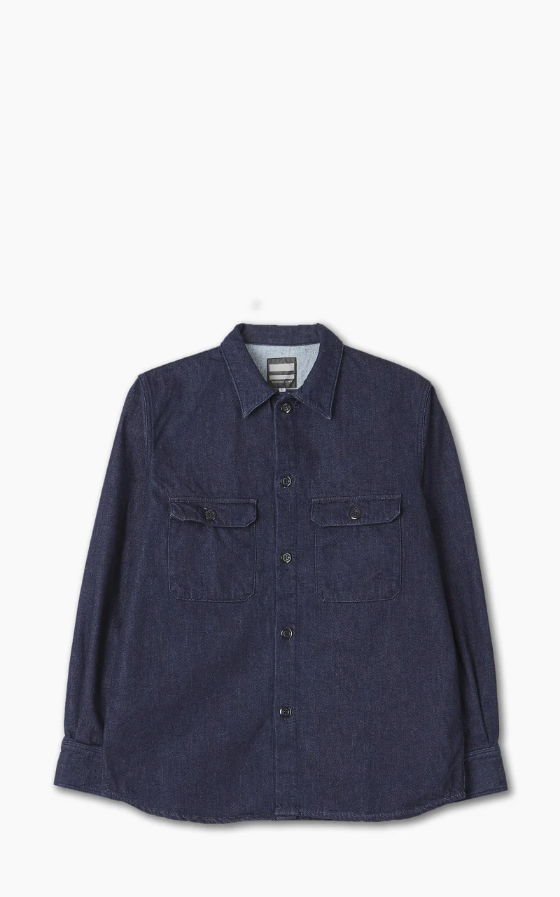 Momotaro Jeans Brushed Denim Shirt Indigo