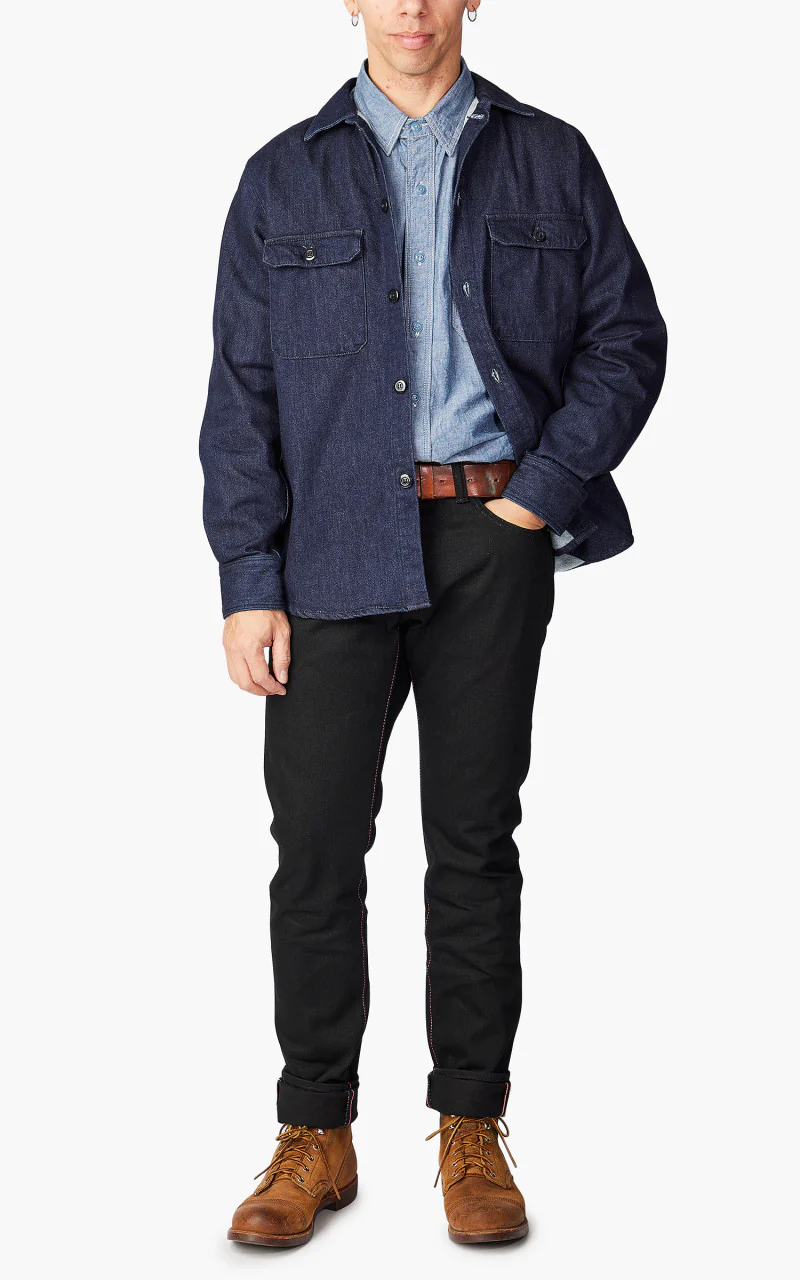 Momotaro Jeans Brushed Denim Shirt Indigo - Image 2