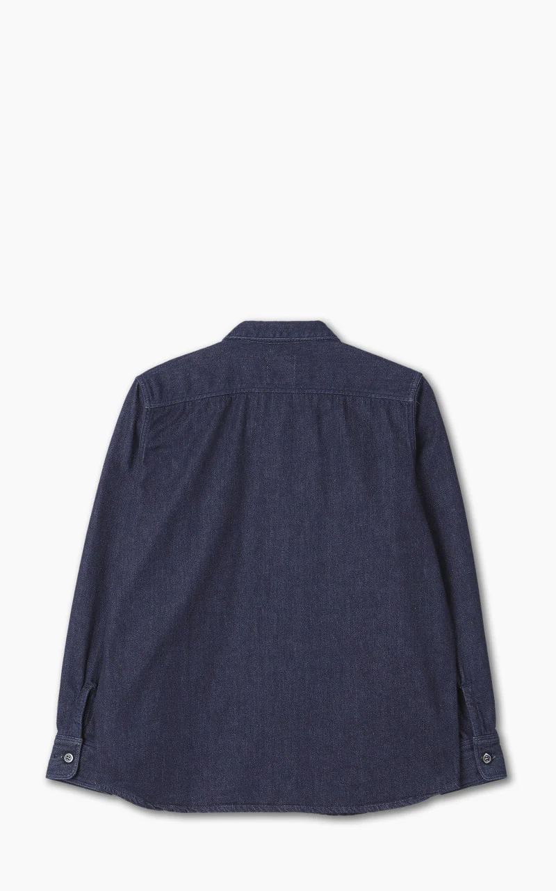 Momotaro Jeans Brushed Denim Shirt Indigo - Image 3