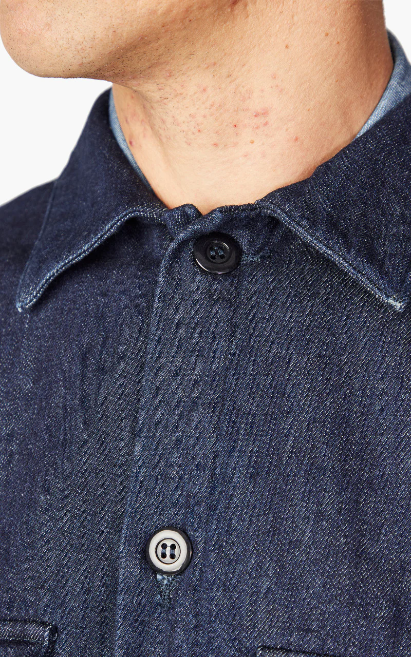 Momotaro Jeans Brushed Denim Shirt Indigo - Image 4
