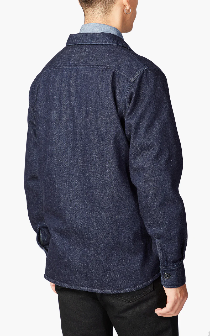 Momotaro Jeans Brushed Denim Shirt Indigo - Image 6