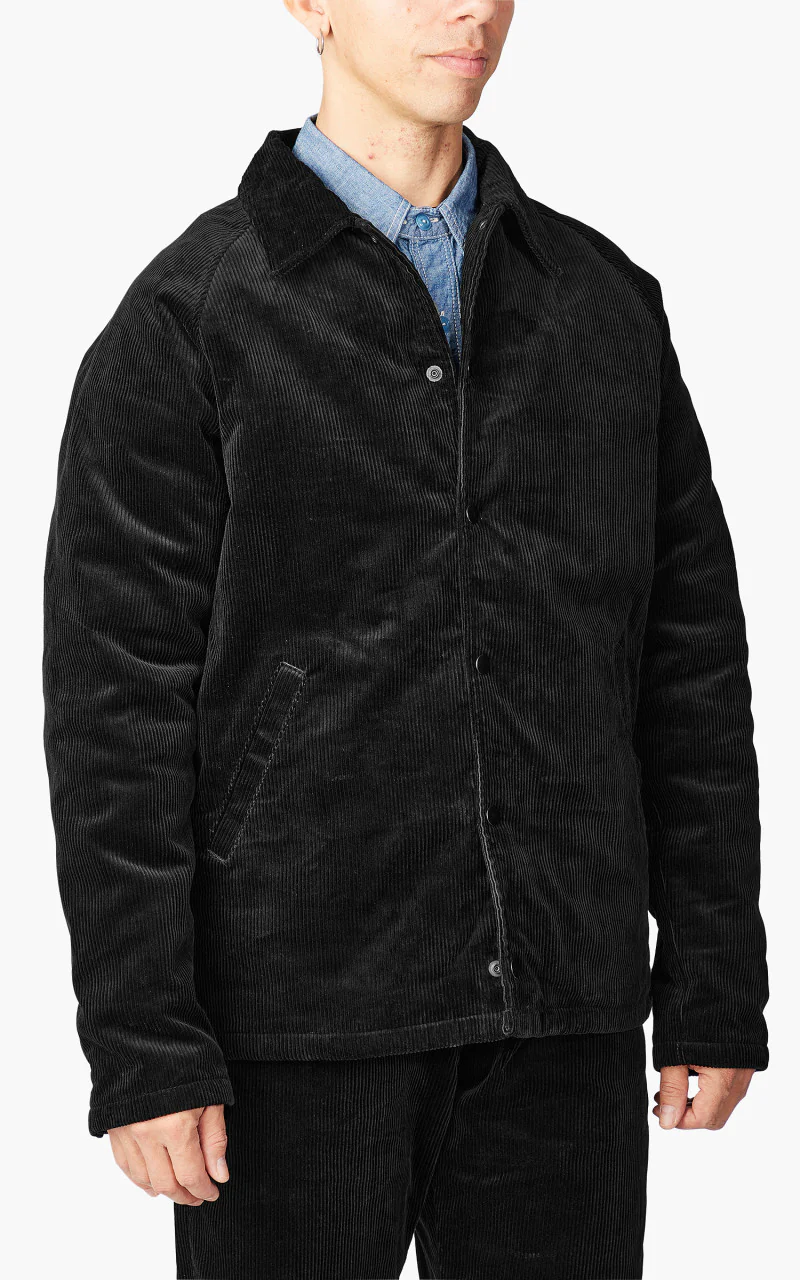 Momotaro Jeans Corduroy Coach Jacket Black - Image 4