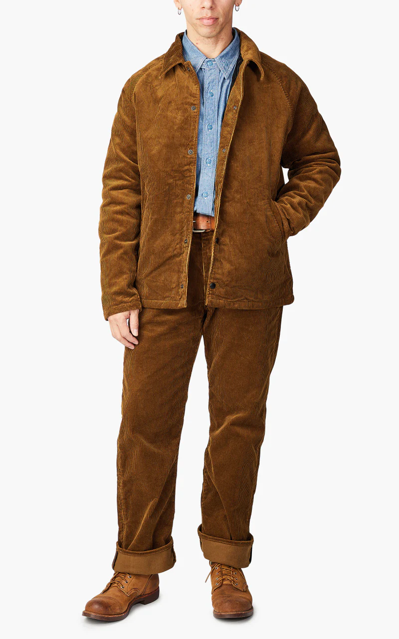Momotaro Jeans Corduroy Coach Jacket Brown - Image 2