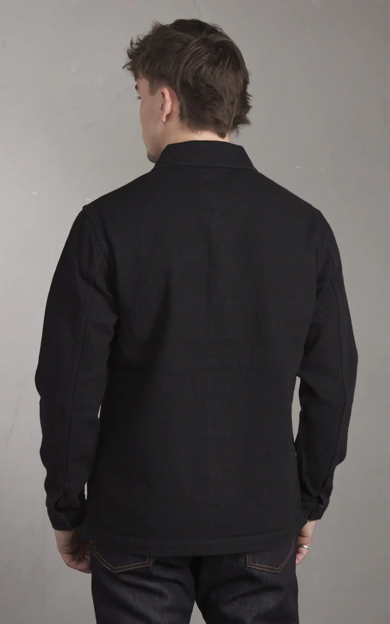Momotaro Jeans Dobby Coverall Jacket Black - Image 3