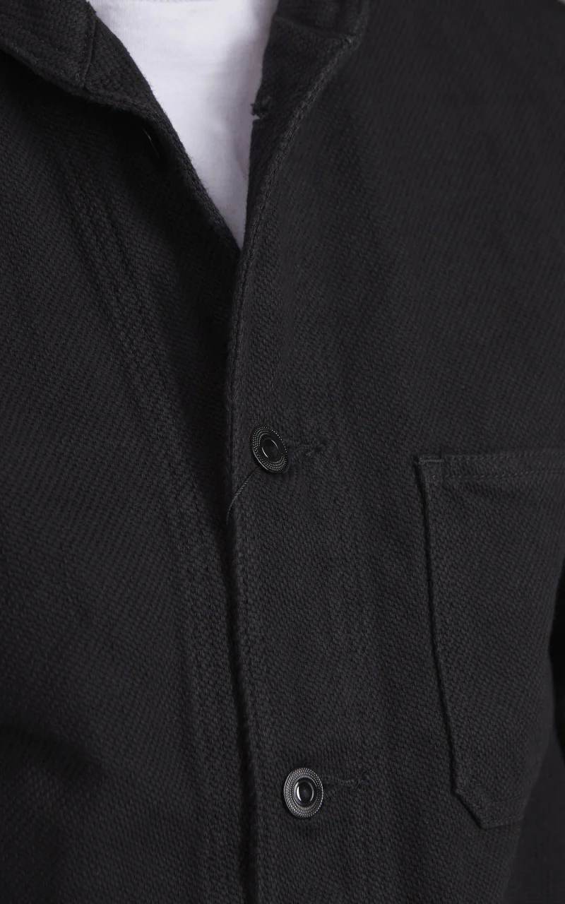 Momotaro Jeans Dobby Coverall Jacket Black - Image 4